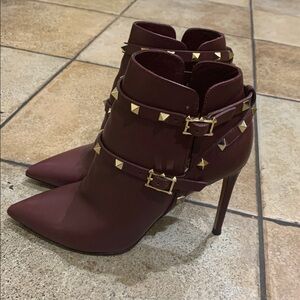 Valentino Women's Burgundy Stiletto Ankle Boots